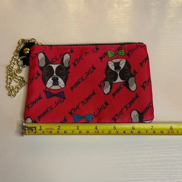 Betsey Johnson Boston Terrier Dog Pup Red Wristlet wallet - Picture 5 of 6